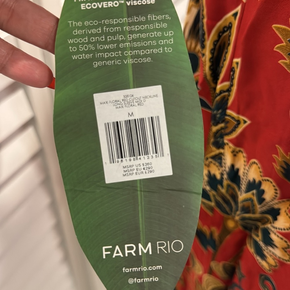 FARM Rio Red Maxi Floral Cutout LENZING™ ECOVERO™ Viscose Half lined Midi Dress - Picture 12 of 13